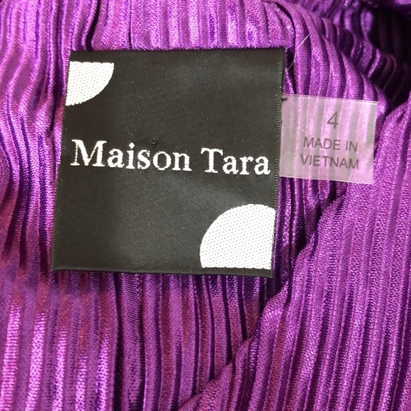Maison Tara Purple Plisse Long Sleeve Dress Size 4 NEW - Picture 6 of 8